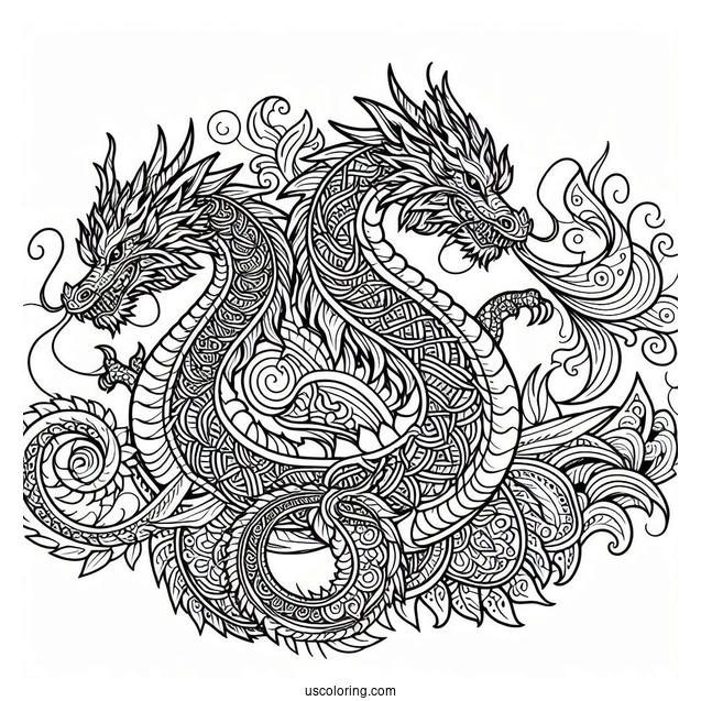 Intricate Dragon Mandala Coloring Sheet