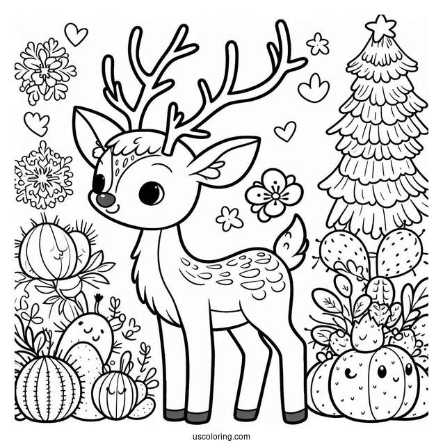 Cartoon Themed Reindeer To Color