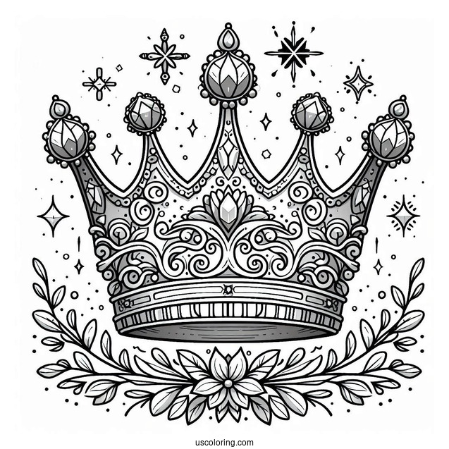 Bejeweled Crown Coloring Page In Winter Castle
