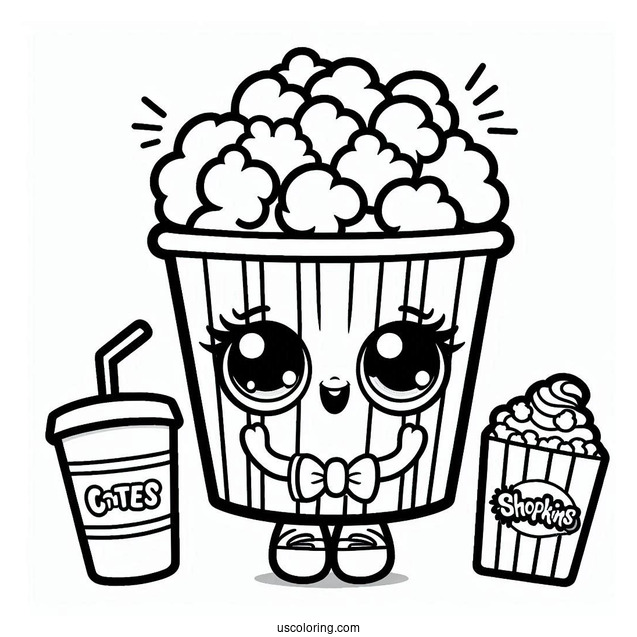 Cute Popcorn Shopkins Coloring In For Kids