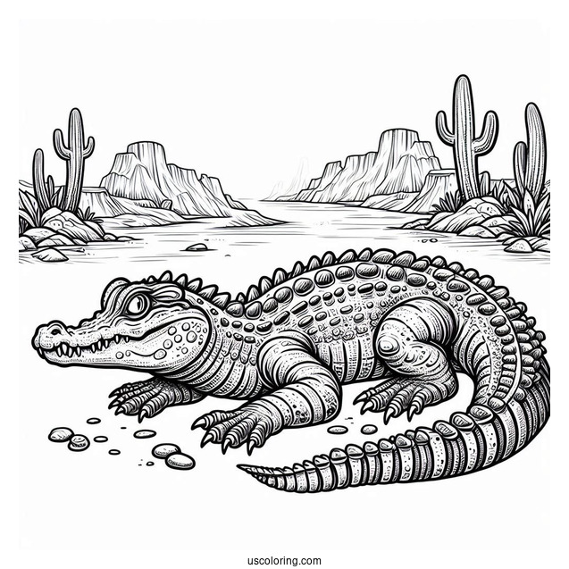 Prehistoric Crocodile Coloring Page
