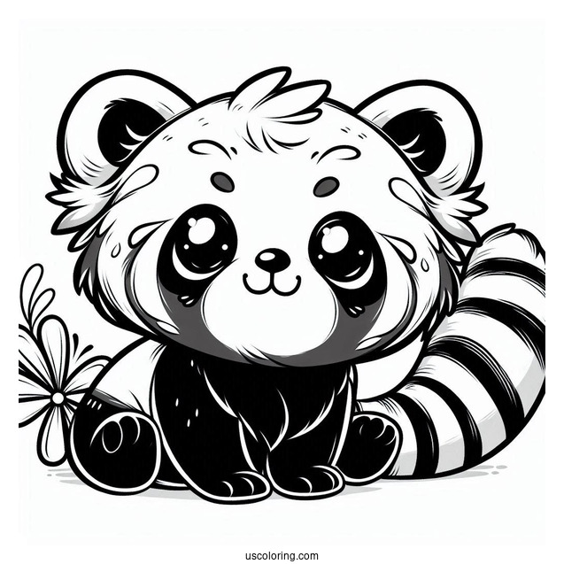 Cute Red Panda To Color