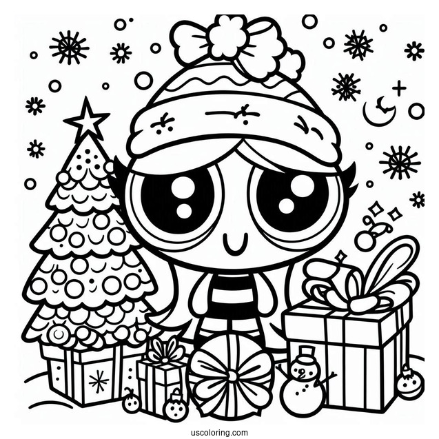 Christmas Themed Powerpuff Girls Coloring Picture