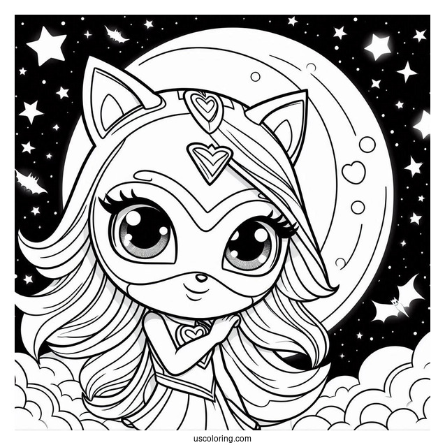 PJ Masks Coloring Page Of Luna Girl In The Night Sky