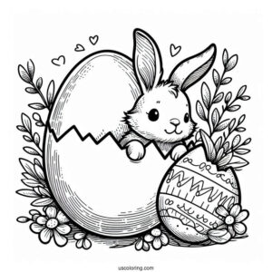 Easter Bunny Coloring Page Hatching From Easter Egg