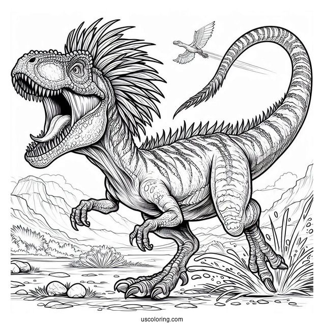 Suchomimus Roaring And Running Coloring Page