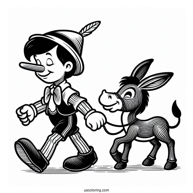 Pinocchio Coloring Page Turning Into a Donkey