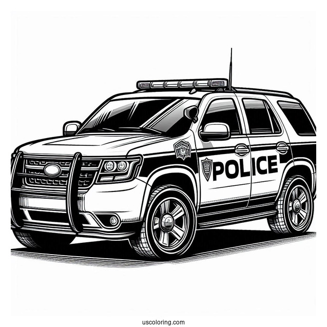 Police SUV Car Coloring Picture