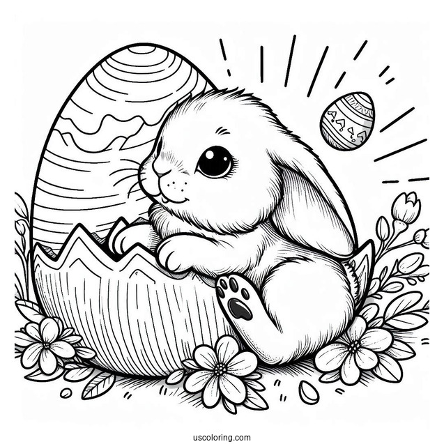 Easter Bunny Coloring Page Hatching From Easter Egg