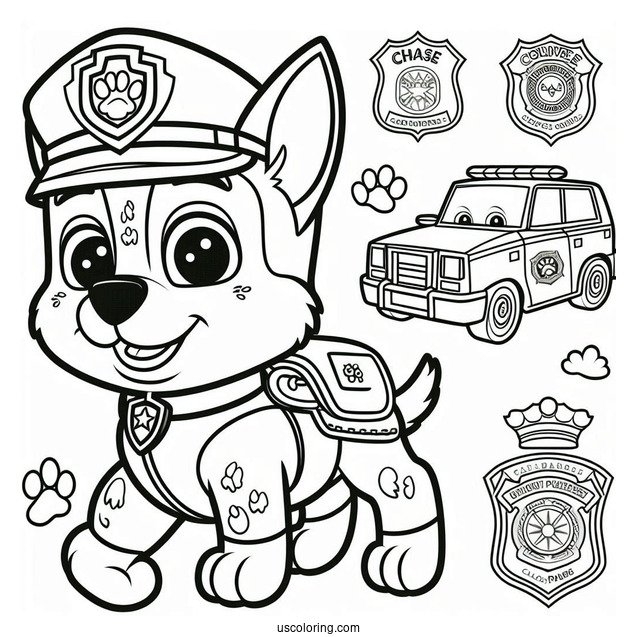 Coloring Picture Of Chase With Police Badges