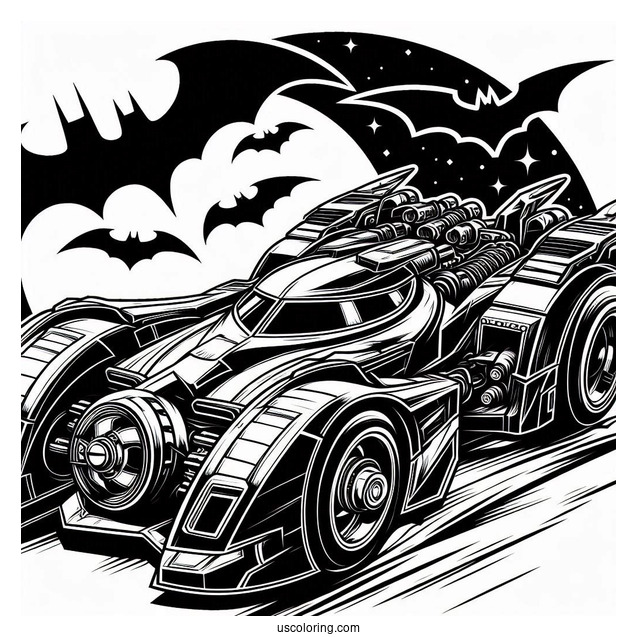 Dark Knight Batmobile Coloring Sheet