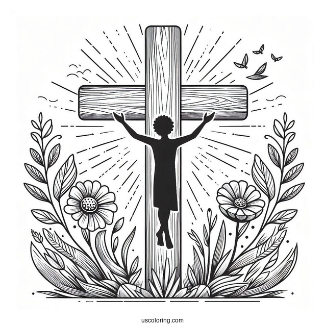 Wooden Easter Cross Coloring For Kids