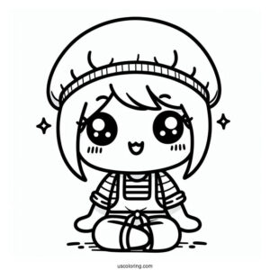 Cute Kawaii Coloring Page For Kids