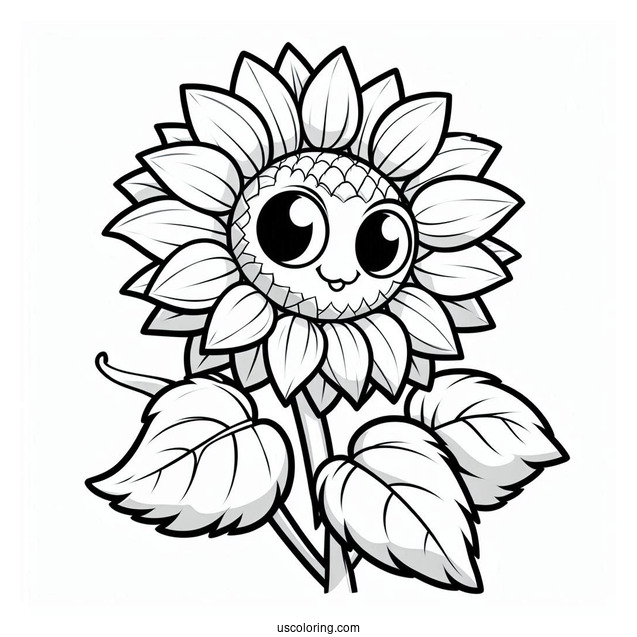Coloring Page Of Sunflower From Plants Vs Zombies