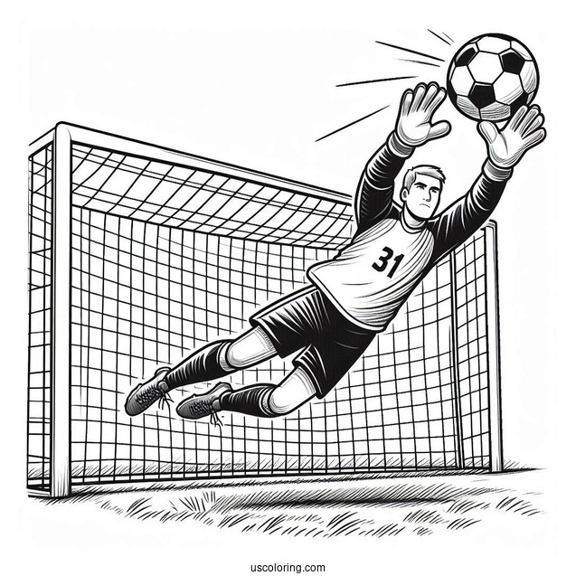 Soccer Goal Keeper Catching a Ball