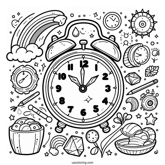 Fun Clock Coloring Page For Preschoolers