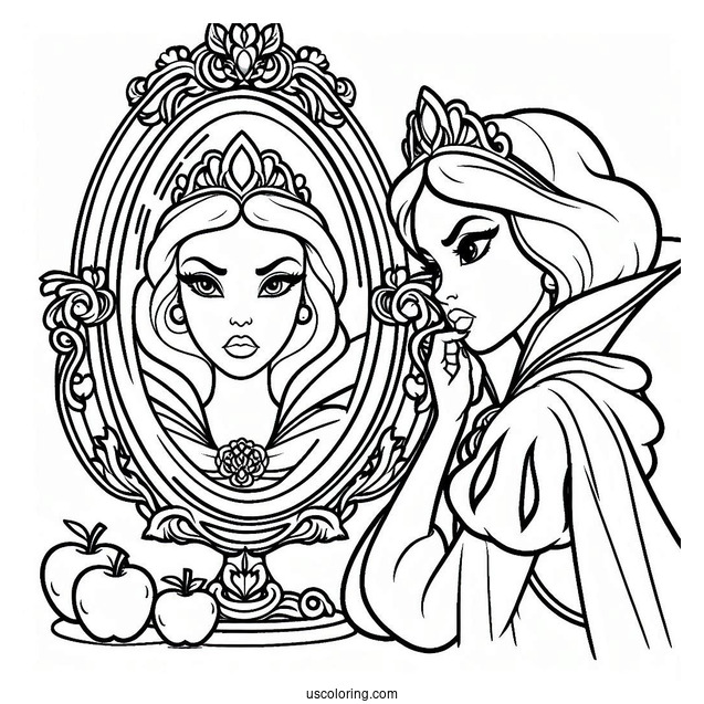 The Evil Queen In The Magic Mirror Coloring Page