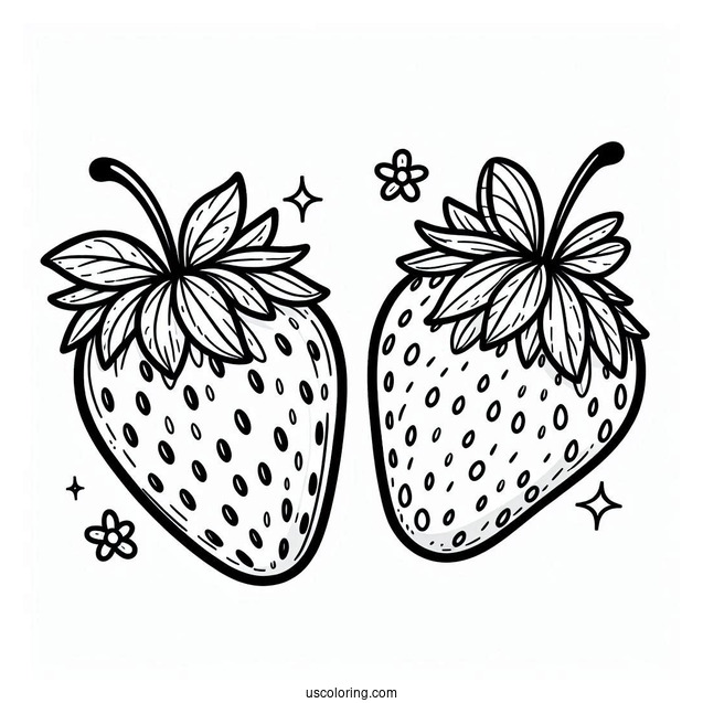 Sweet Blushing Strawberry Coloring Page For Preschoolers