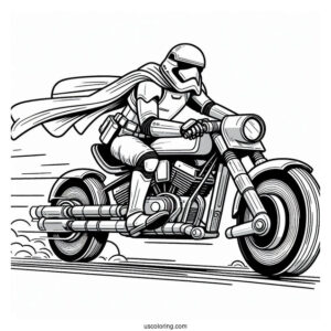 Stormtrooper Coloring Page Riding Speeder Bike For Kids