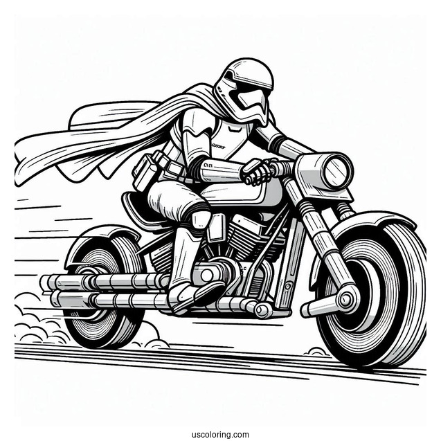 Stormtrooper Coloring Page Riding Speeder Bike For Kids