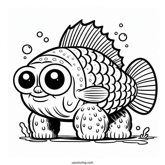 SpongeBob Coloring Page Of Simple Frank The Buff Fish For Preschoolers