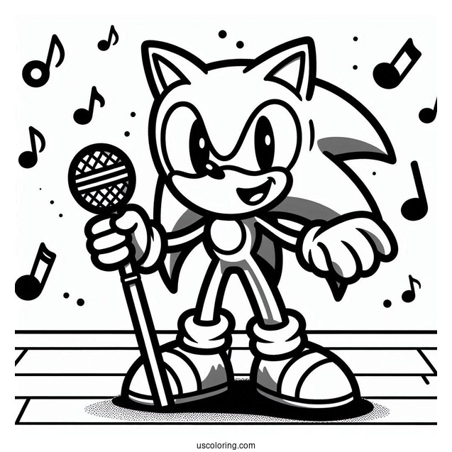 Spooky Sonic Exe Coloring Page Holding Microphone On Stage