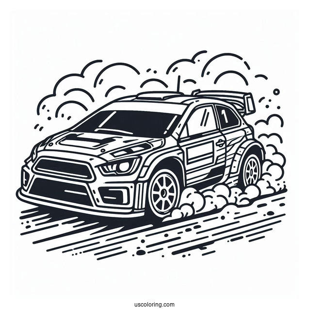 Coloring Page Of Rally Car Racing