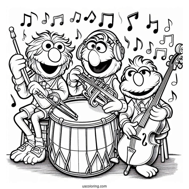 Muppets Coloring Page Of Playing Musical Instruments