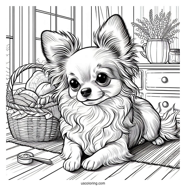 Chihuahua Coloring Page Resting Indoors