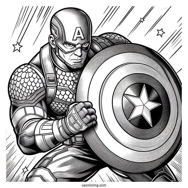 Captain America Protecting Himself With His Shield
