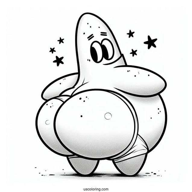 Patrick Star Coloring Page Showing Off Big Butt