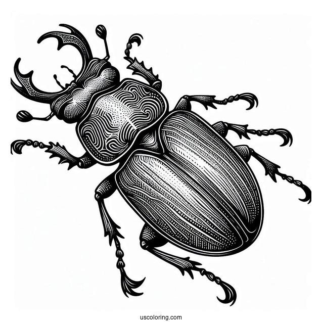 Stag Beetle Coloring Page With Textured Exoskeleton