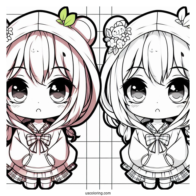 Adorable Chibi Girl Wearing A Hoodie Coloring Sheet For Preschoolers