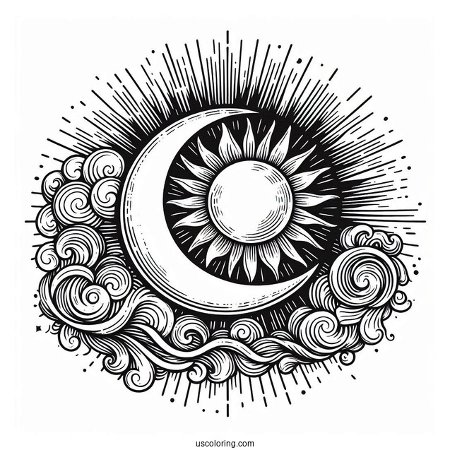 Crescent Moon In Front Of The Sun