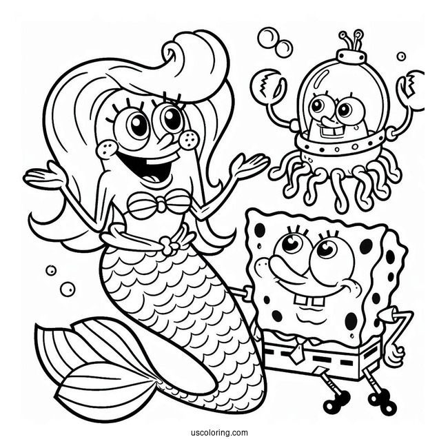 Mermaid Man And Barnacle Boy SpongeBob Coloring Page For Kids