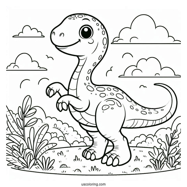 Happy Camarasaurus Dinosaur Coloring Page For Kids
