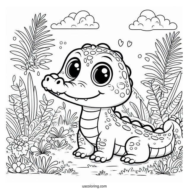 Baby Crocodile Coloring Page For Kids