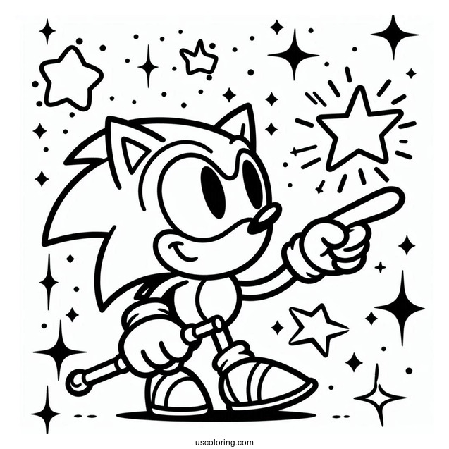 Sonic Pointing Finder With Stars To Color