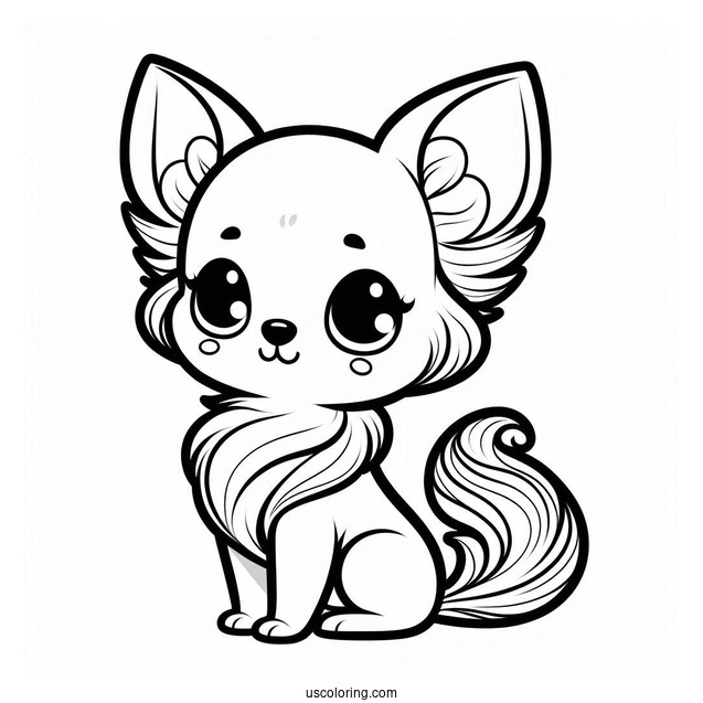 Kawaii Cartoon Chihuahua Coloring Page For Kids
