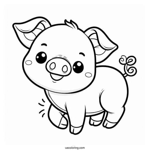 Simple Cartoon Pig To Color For Preschoolers
