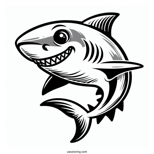 Scary Cartoon Shark Coloring Page