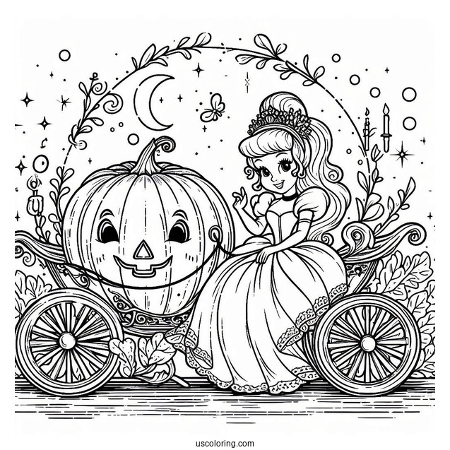 Cinderella Pumpkin Coach Coloring Sheet