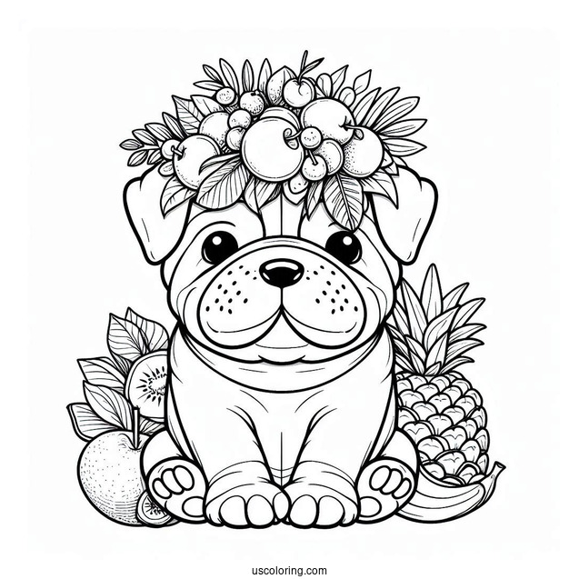 Rio Bulldog With Fruits On The Head