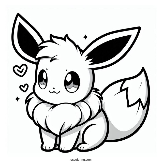 Kawaii Eevee Coloring Page For Kids