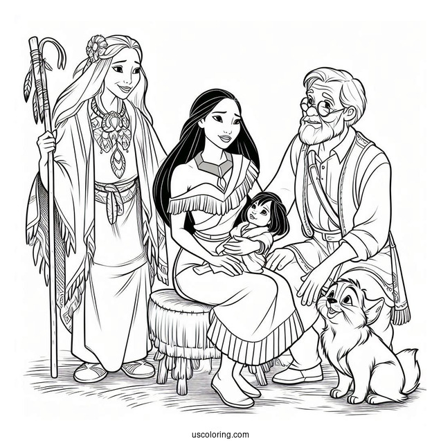 Pocahontas With Grandmother Willow, John Smith, And Meeko