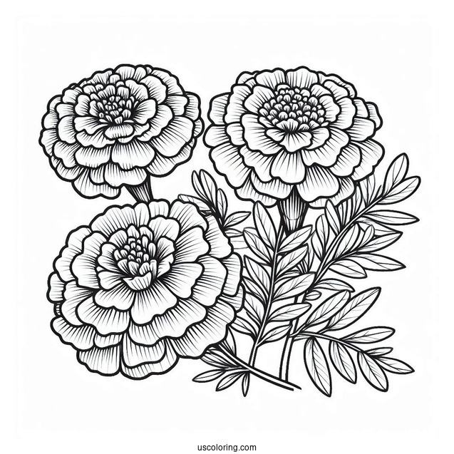 Flower Coloring Pages Of Three Marigold