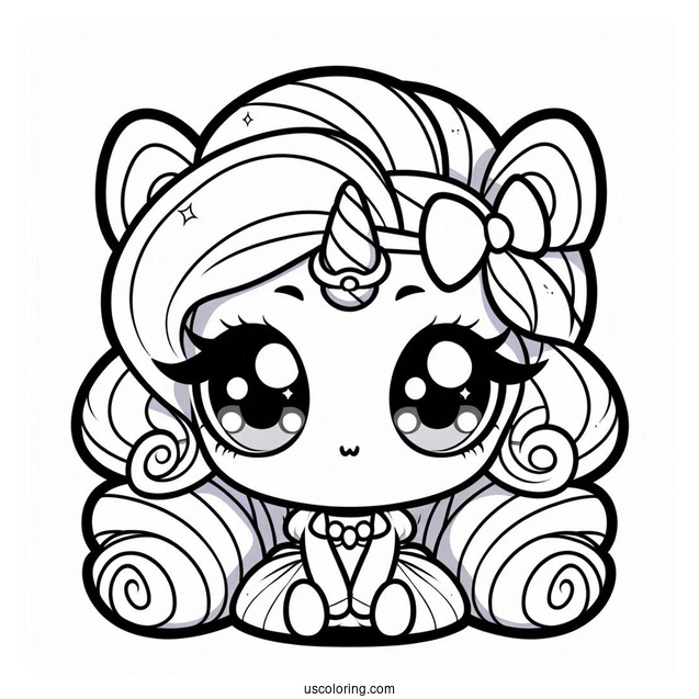 Kawaii Chibi Rarity Coloring Page For Preschoolers