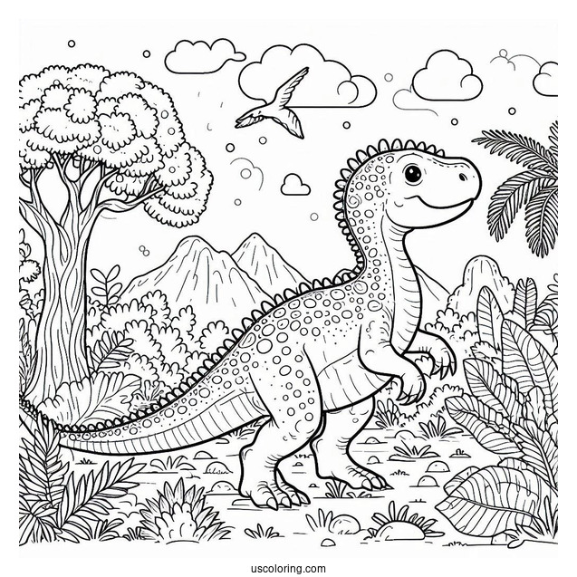 Happy Camarasaurus Dinosaur Coloring Page For Kids