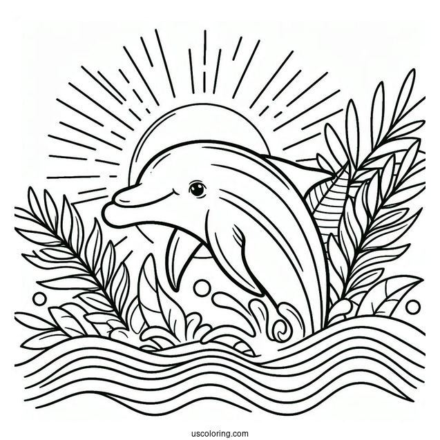 Dolphin Poking Out Of Waves To Color