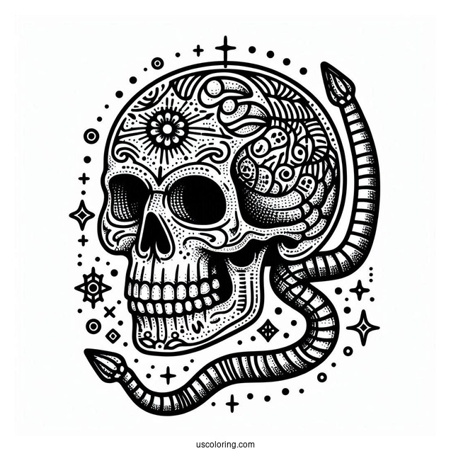 Danger Full Skull Skeleton Coloring Page